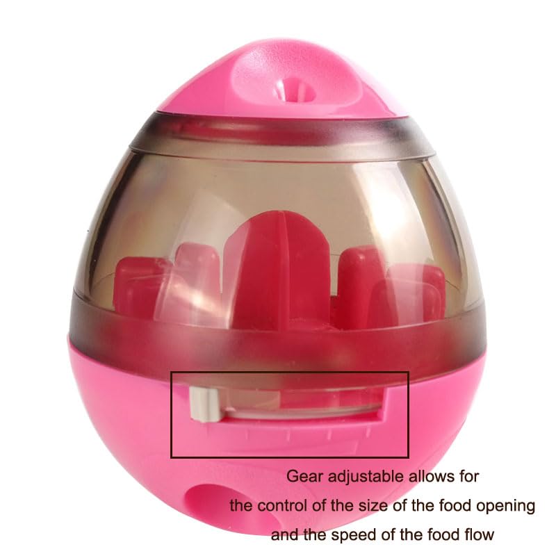 Interactive Dog Treat Toy Adjustable Treat Dispensing Ball Food Dispenser Tough Slow Feeder Puppy Enrichment Training Toy Pet Interactive Chase Toys for Small Medium Dogs Gift for Pets (Red) - color: Red
