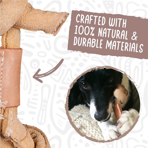 HuggleHounds Huggle-Hide Knotted Bone - Leather Dog Toys for Aggressive Chewers, Interactive for Small or Large Breeds, Tough & Durable - Leather Bone, Small - size: Small, style: Leather Bone
