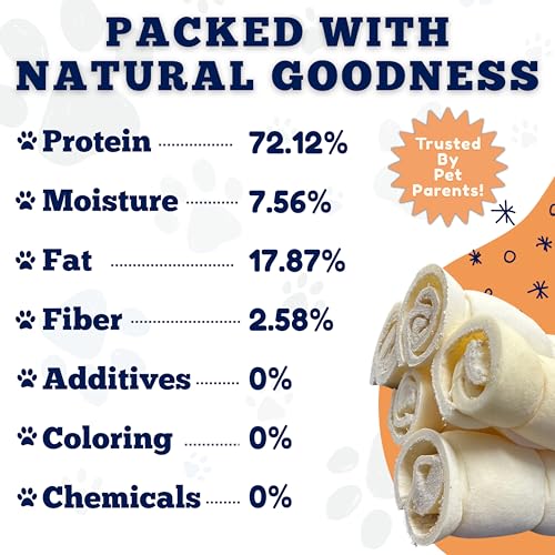 Amazing Dog Treats - Beef Cheek Rolls (10 Inch Regular - 4 Pcs) - Safe Rawhide Alternative Dog Chew - Great for Power Chewers - Long Lasting Dog Chew - Retriever Rolls for Dogs