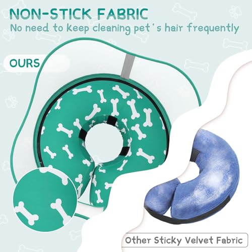 Supet Raised Inflatable Dog Cone Collar to Stop Licking, Soft Dog Cone Alternative After Surgery, Pet Neck Donut Collar for Small Medium Large Dogs - color: T Bone Green, size: S(Neck 7"-9.5")