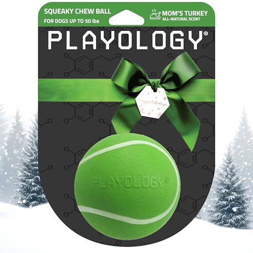 Playology Squeaky Chew Ball Dog Toy - Medium, Turkey Scent - size: Medium, style: Mom's Turkey