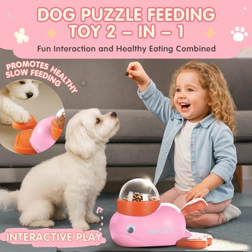 Interactive Dog Toys & Cat Toys for Indoor Cats, Dog Puzzle Toy Slow Feeder Bowl, Puppy Enrichment Toys, Interactive Cat Toys, Dog Feeder Puzzle Toy for Smart Dogs to Keep Them Busy - color: Whale-Pink