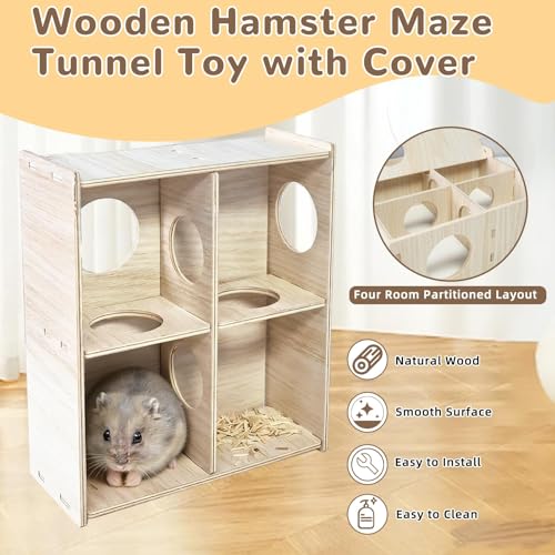 Multi-Chamber Wooden Hamster Hideout & Tunnel with Secret Peep Shed - color: 4-Chamber Hamster Maze