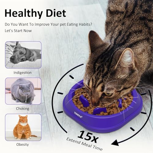 YINEYA Anti-Choking Slow Feeder Dog Bowls Small Size Dog, Slow Feeder Cat Bowl, Supplies and Puzzle for Pet - color: I - Purple, size: Small