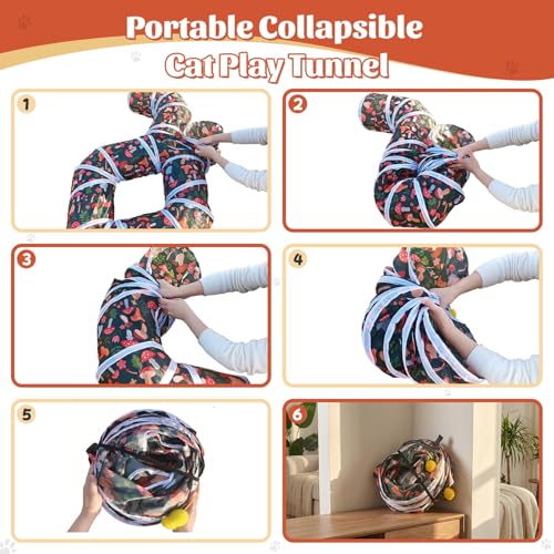 Cat Tunnel for Indoor Entertainment, Tear-Resistant Cat Play Tube with Play Ball, Collapsible Pet Tube with Interactive Peephole, Ideal for Kittens Puppies Rabbits (Octopus-Shaped) - color: Octopus-shaped