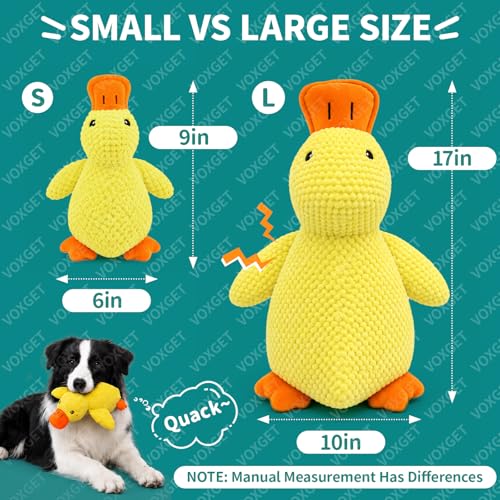 Duck Dog Toy, Plush Calming Companion with Quack, Crinkle & Squeak - size: S - 9" x 6"