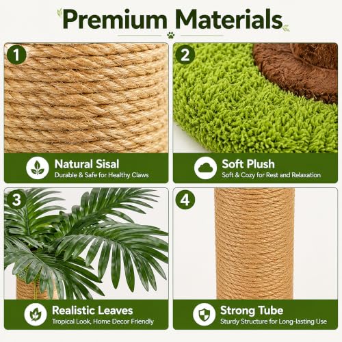 RPZ Cat Scratching Post, Sisal Scratcher with Toys for Indoor Cats