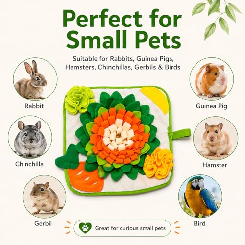 Rabbit Foraging Mat Interactive Bunny Snuffle Mat for Small Animals - color: Orange and Green