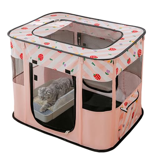 XRG Foldable Pet Cat Playpen,Indoor Cat cage Crates S(27.6"x21.7"x17.7") - color: Pink, style: Small（27.6"L x 21.7"W x 17.7"H）