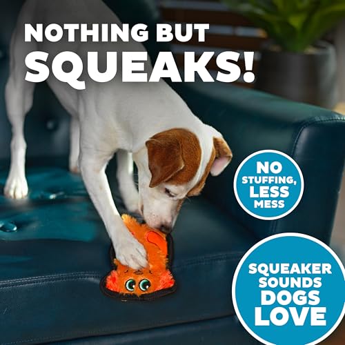 Outward Hound Durablez Minis Stuffing-Free Squeaky Plush Dog Toy for Puppies & Small Dogs - Interactive, Soft Yet Tough, No Mess, Jumbo Squeaker, Long-Lasting Play, Dog - color: Dog