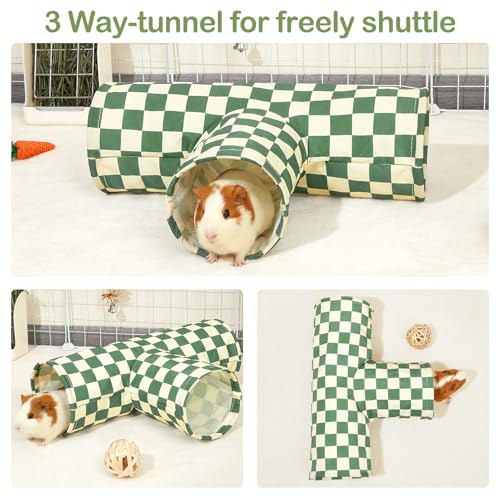 Bienbee Guinea Pig Tunnel, 3-Way Washable Collapsible Toy for Small Animals