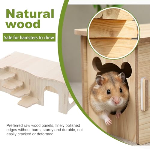 3 Pcs Wooden Hamster Platform Set,Snail‑Shaped Hideout with Climbing Ladder - color: N