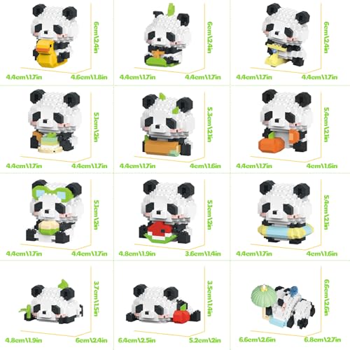 Animals Building Block Sets,Micro Mini Animals Party Favors for Kids, Birthday Gift for Boy Girl,12 Pack Pandas - style: 12 Pack Pandas