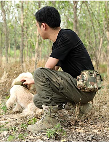Compact Drawstring Tactical Dump Pouch Bag Dog Treat Training Pouch for Range Shooting, Hunting Airsoft ，Also As Training Bag for Doggie Puppy Treat Snack Pet Toys - color: CAMO