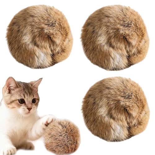 Rabbit Fur Ball Cat Toy, Soft Fluffy Cat Toy Ball, Furry Catnip Toy Ball, for Indoor Cats – Furry, Fun to Chase for Hunting Instinct Play & Interactive Bonding