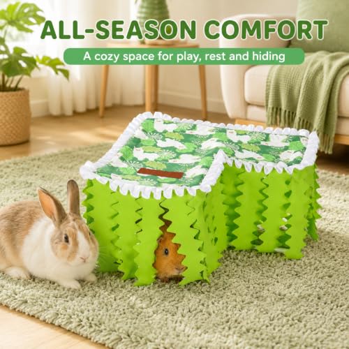 Guinea Pig Hamster Hideout, Guinea Pig Hide Felt Houses & Habitats, for Hamster Rat Mice Parrot Chinchilla Hedgehog Flying Squirrel - Playing Sleeping Resting(Sheep) - color: heavy Green