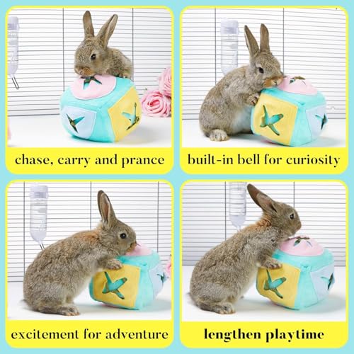 Rabbit Foraging Toy with Bell, Washable Puzzle Feed Game Rabbit Toy - size: 1pc