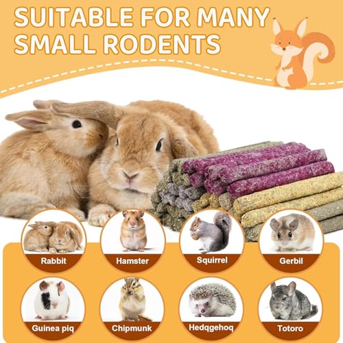 208Pcs Rabbit Chew Sticks, Guinea Pig Toys, Natural Timothy Hay Teeth Stick - size: 208Pack-Set