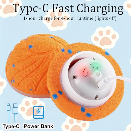 Interactive Dog Ball Toy, 3 Play Modes Smart Moving Bouncing Dogs Ball - color: Orange