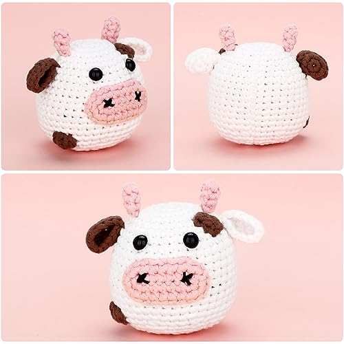 CrochetBox Cow Complete Crochet Kit for Beginners, Easy Craft for Adults - color: Cow