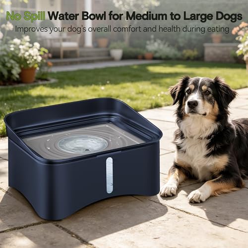 UPSKY 2.9Gal No Spill Dog Water Bowl, 4 Height Adjustable Elevated Bowl - color: Blue