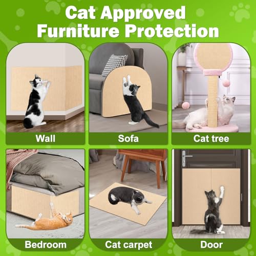ENONCI 23.6x15.8 Cat Scratcher Mat, Self-Adhesive Cat Scratch Furniture Protector - color: Beige, size: 23.6"x15.8"