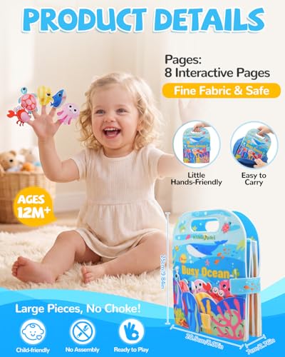 Busy Book for Toddlers 1-3, Busy Board for 1 Year Old, Quiet Books - style: Ocean
