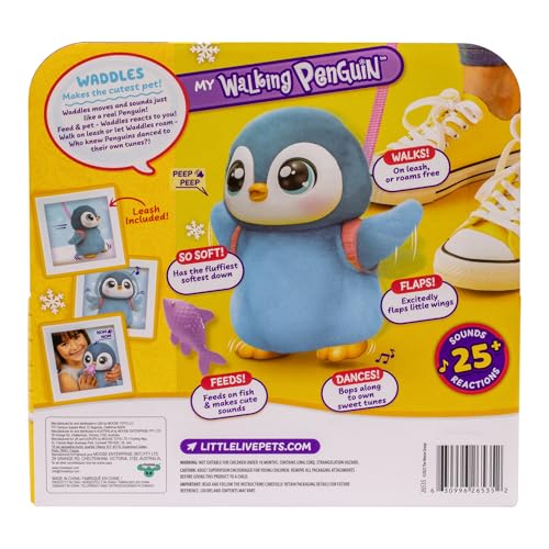 Little Live Pets Walking Penguin My Pet Waddles, Interactive Plush Penguin with 25+ Sounds and Detachable Leash, Toy Penguins for Kids of Ages 5+ - style: Walking Penguin