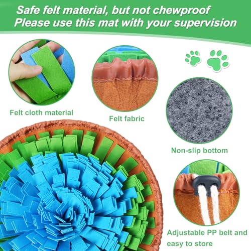Vivifying Snuffle Mat for Dogs, Adjustable Feeding Mat for Slow Eating - color: Blue&Green&Brown