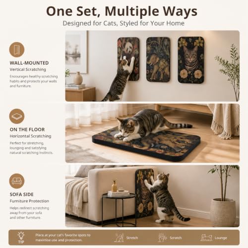 4 Pack Cat Wall Scratcher, Art Cat Scratching Board for Cats - color: Elephant & Cat & Panda