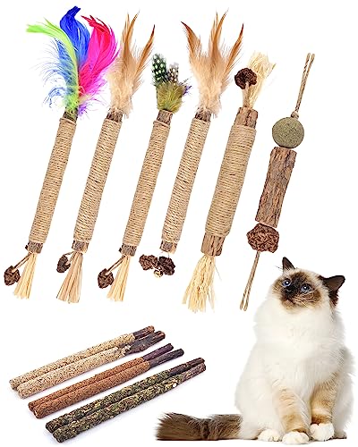 TINDTOP Silvervine Chew Sticks for Cats, 12 Pack Natural Catnip Chew Toys - color: 12 Pack