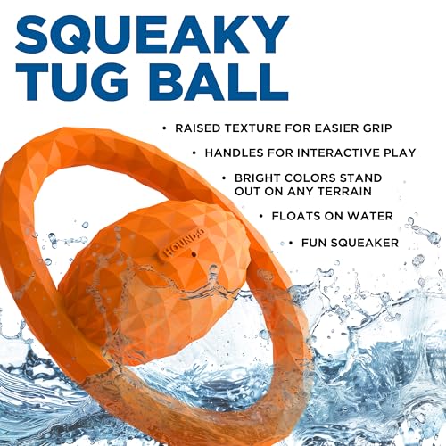 Playology Hound2O Squeaky Tug Ball - Floating Outdoor Dog Toy - Orange - color: Orange