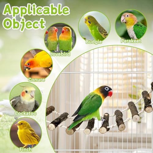 BNOSDM Bird Ladder Wooden 2 PCS Rope Bridge Climbing Chewing Toys 23.6in