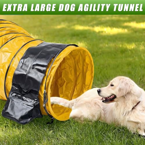 24 in 10 Foot PVC Dog Agility Tunnel with Sandbags Yellow - color: Yellow, size: 24in X 10ft