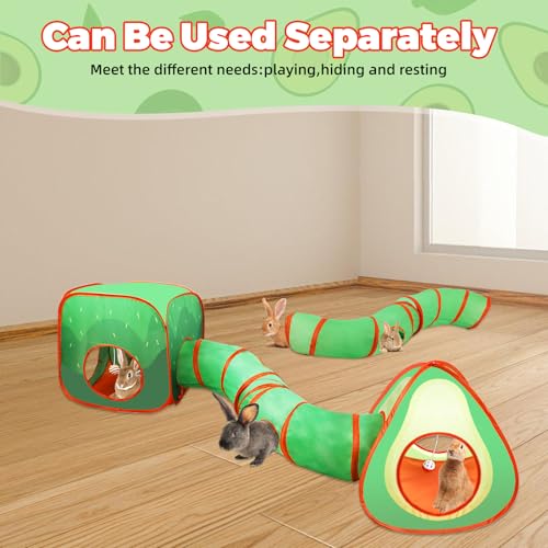 YUEPET Rabbit Tunnel & Cube Tent, Bunny Hideout, Guinea Pig Tunnel, Avocado - color: Avocado