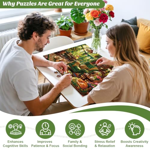 500 Piece Puzzle for Adults,Garden Books Library Jigsaw Puzzles 500 Pieces - color: Garden Library