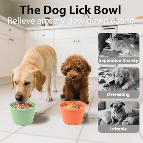 Dog Slow Feeder Lick Bowl - Non-Slip Licking Treat Dispenser for Small Medium Large Dogs, Promotes Anxiety Relief & Prevents Choking, Easy to Clean Feeding Bowl (Green, S) - color: Green, size: S