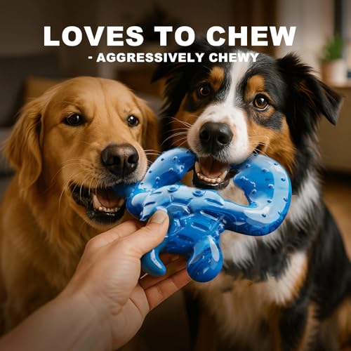 Dog Chew Toys for Aggressive Chewers – Tough Indestructible Dog Toy for Large Dogs, Durable Long-Lasting Chew Bones, Heavy Duty Interactive Dog Toys to Keep Dogs Busy & Relieve Boredom - color: Blue Black