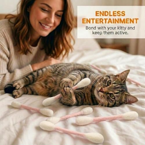 Glaciart One Swabs Cat Toys with Catnip - 6 Pk | Durable for Chew, Cute Cat Toys Interactive Kitty for Boredom, Exercise, & Play | Filled w/Organic Catnip for Anxiety & as Digestive Aid | Gift Idea - color: Pink Swabs, size: Regular