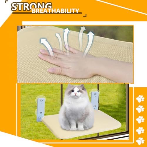 Cat Window Perch Seat Hammock, Foldable Hammock with 4 Strong Suction Cups, Easy to Assemble and Cat Wand,Cream - color: cream