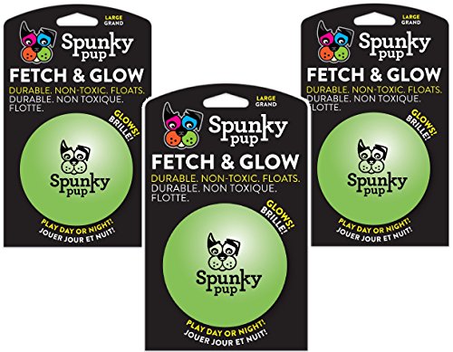 (3 Pack) Spunky Pup Fetch and Glow Ball - Large [Colors Vary]