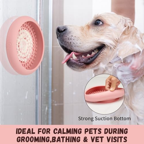 Dog Lick Bowl, Bestalk Anxiety Relief Slow Feeder Dog Lick Mat Treat Dispenser, Non-Slip Licking Bowl Enrichment Toys, BPA Free Silicone, Dishwasher Safe - color: Pink