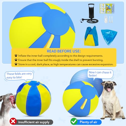 Herding Ball for Dogs with 1000D Oxford Cover, 18 Inch Interactive Dog Ball Toy with Handles, Anti Burst Heavy Duty Toy for Medium Breeds, Australian Shepherds, Border Collies, Agility Training