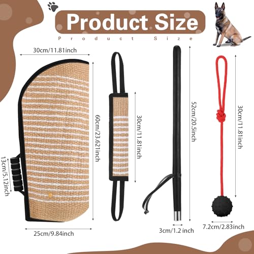 Leyndo 4 Pcs Dog Training Sleeve Set with Tug Pillow Stick Ball, Black - color: Black
