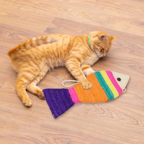 Hypeety Cat Scratching Board Creative Sisal Fish Shaped Cat Claw Pad Toy - color: Fish L
