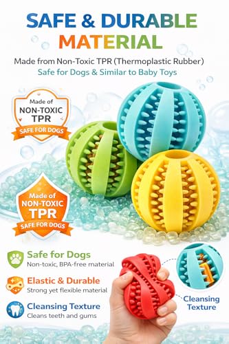 Dog Treat Ball for Small Dogs – Interactive Chew Toy, Teeth Cleaning & Mental Stimulation, Durable Rubber Treat Dispensing Toy - color: Yellow, size: Small