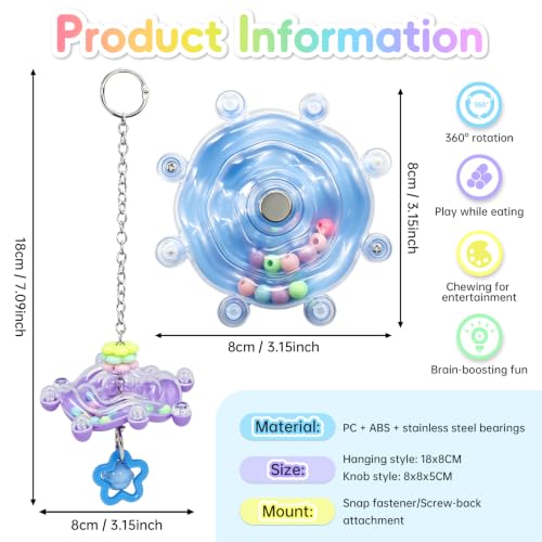2PCS Bird Toy for Parakeets,Parrot Interactive Rotating Toy