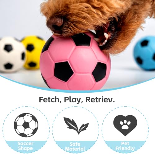 4 Pack 2 Inch Squeaky Dog Soccer Ball Toys, Soft Latex for Small Dogs - size: 4