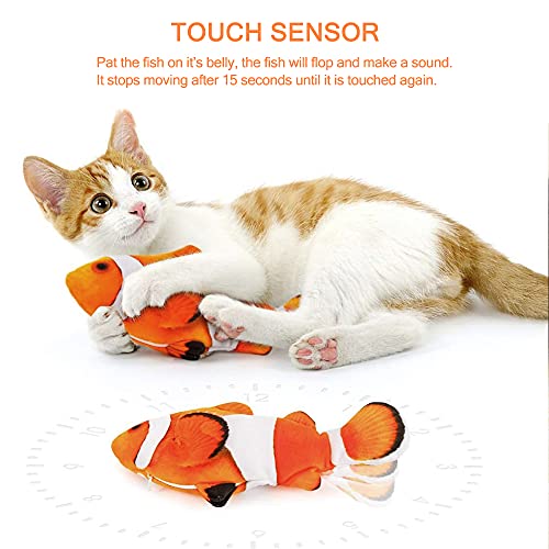 Tocirelo Cat Toy Flopping Fish - Interactive Cat Toy for Indoor Bored Cats - color: Clownfish