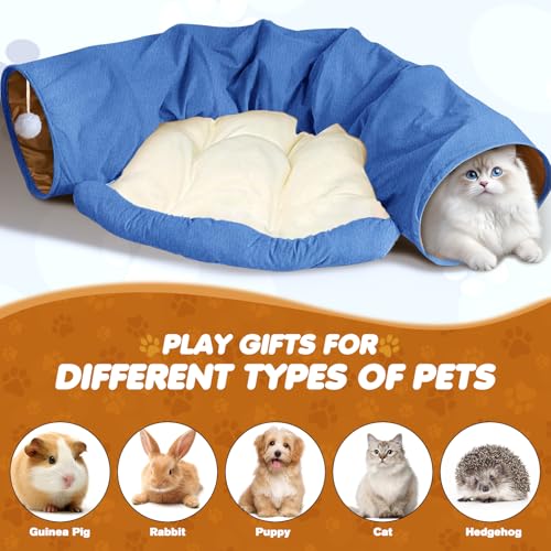 Spardar 2-in-1 Bunny Tunnel Bed, with Removable Mat Hideout, Blue - color: Blue